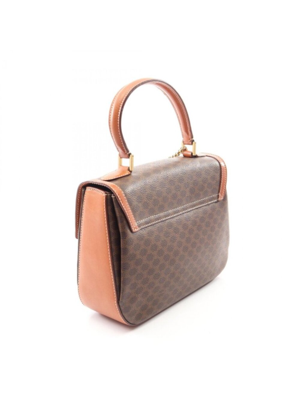 Celine Handbag Macadam 2-Way Dark Brown Canvas Leather Top Handle - Picture 2 of 12